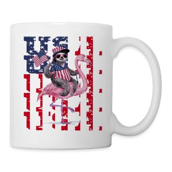 Faultier Flamingo American Pride Patriotic USA - Tasse - Weiß - Rechts