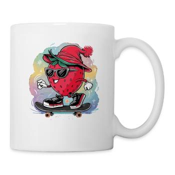 Cooler Erdbeere-Skater - Tasse - Weiß - Rechts