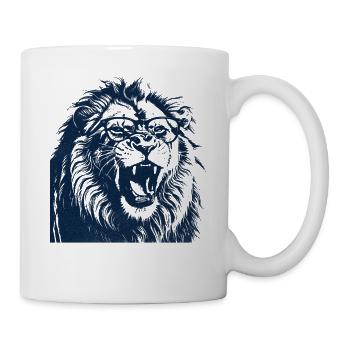 Lion rugissant avec des lunettes - Mug blanc - blanc - Droite