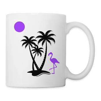 Palmiers flamants roses - Mug blanc - blanc - Droite