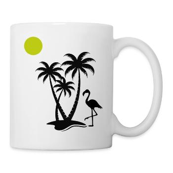 Palmiers flamants roses - Mug blanc - blanc - Droite