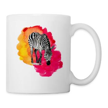 Zèbre Afrique Zoo Sauvage Animaux Rayures Coloré - Mug blanc - blanc - Droite