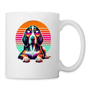 Retro Sunset Sonnenbrille Schweizer Windhund - Tasse - Weiß - Rechts