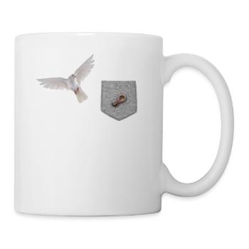 Vogel, der nach Wurm in falscher Tasche greift Lustiger Vogel - Tasse - Weiß - Rechts
