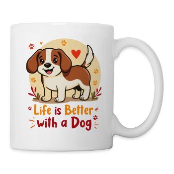 DAS LEBEN MIT EINEM HUND IST BESSER - Tasse - Weiß - Rechts