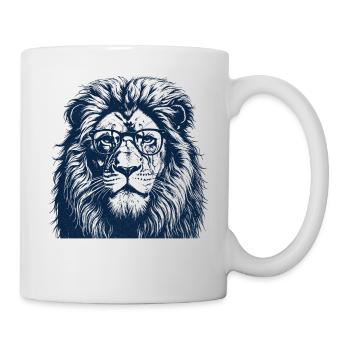 Lion à lunettes - Lecture/ Livres Lion - Mug blanc - blanc - Droite