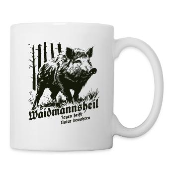 Waidmannsheil Jagen heißt Natur bewahren - Wildsau - Tasse - Weiß - Rechts