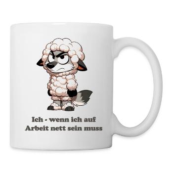 Wolf im Schafspelz auf Arbeit - Tasse - Weiß - Rechts
