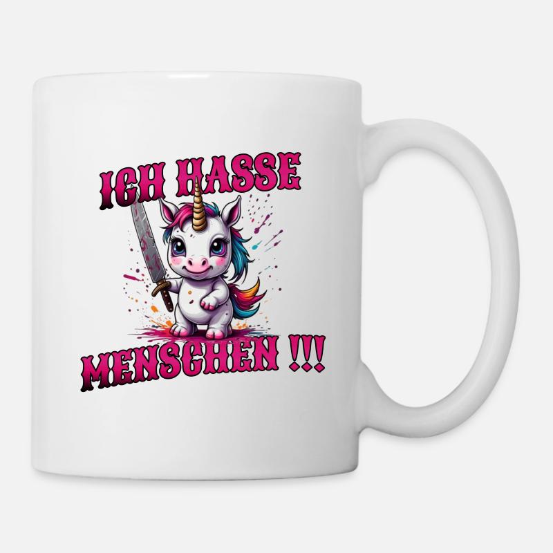 Böses Einhorn, lustiger Spruch - Tasse - Weiß