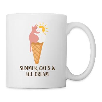 Chats d’été et crème glacée - Mug blanc - blanc - Droite