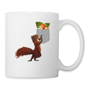 Eichhörnchen, das Nach Nüssen In Deinem Falschen Taschenspaß Greift - Tasse - Weiß - Rechts