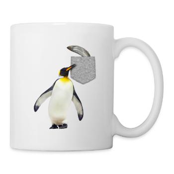 Pinguin, der nach Fisch in Ihrer falschen Tasche greift Spaß - Tasse - Weiß - Rechts