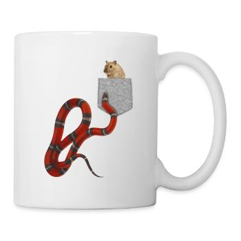 Schlange, die nach Nagetier in Ihrer falschen Tasche greift Spaß - Tasse - Weiß - Rechts