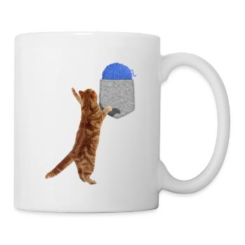 Katze, die nach Wollball in Ihrer falschen Tasche greift Spaß - Tasse - Weiß - Rechts