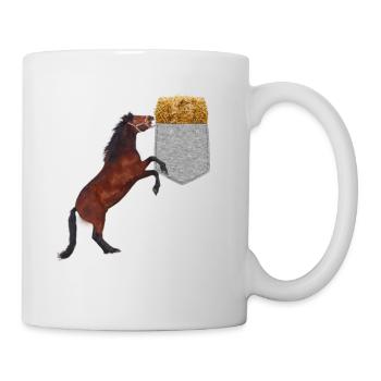 Pferd, das Nach Heu In Ihrer Falschen Tasche Greift Lustig - Tasse - Weiß - Rechts