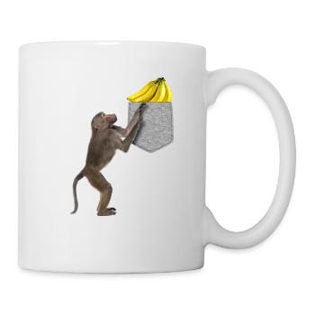 Singe Babouin Atteignant Banane Dans Fausse Poche - Mug blanc - blanc - Droite