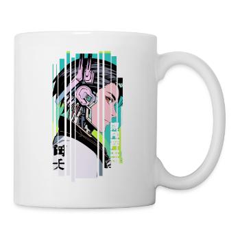 Man Ninja Geometric Gaming Green Background - Mug - white - Right