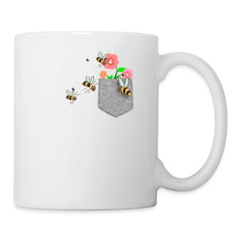 Biene, die Nach Blume In Ihrer Falschen Tasche Greift Lustig - Tasse - Weiß - Rechts