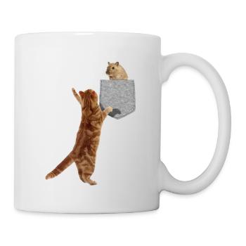 Katze Greift Nach Hamster In Falscher Tasche Lustig - Tasse - Weiß - Rechts