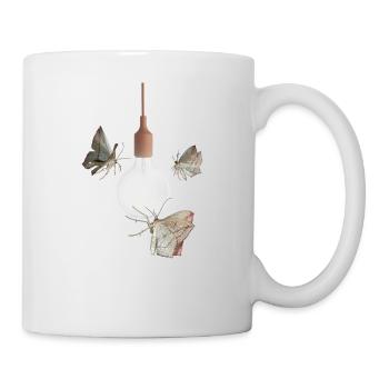 Motte Von Glühbirne Angezogen T-Shirt - Lustig Cool - Tasse - Weiß - Rechts