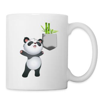 Panda greift nach Bambus in Ihrer falschen Tasche Spaß - Tasse - Weiß - Rechts