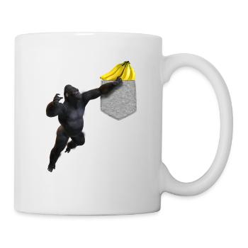 Gorilla greift Nach Banane In Falscher Tasche Lustig - Tasse - Weiß - Rechts