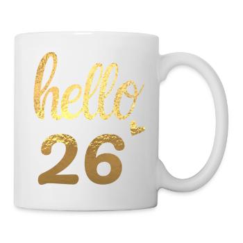 Hello 26 doré - Mug blanc - blanc - Droite