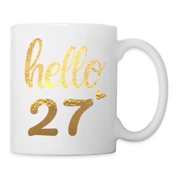 Hello 27 doré - Mug blanc - blanc - Droite
