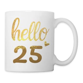 Hello 25 doré - Mug blanc - blanc - Droite