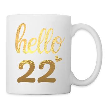 Hello 22 doré - Mug blanc - blanc - Droite