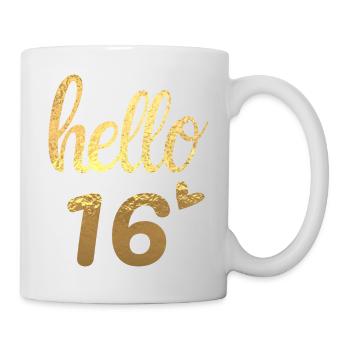 Hello 16 doré - Mug blanc - blanc - Droite