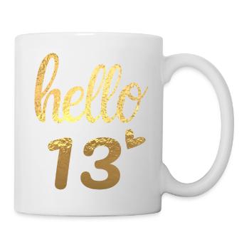 Hello 13 doré - Mug blanc - blanc - Droite