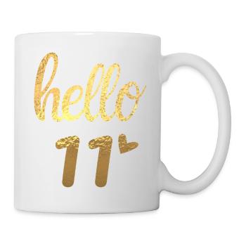 Hello 11 doré - Mug blanc - blanc - Droite