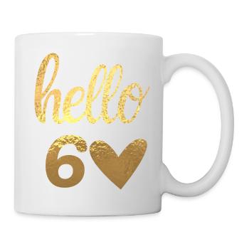 Hallo 60 Gold - Tasse - Weiß - Rechts
