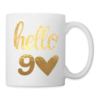 Hello 90 doré - Mug blanc - blanc - Droite