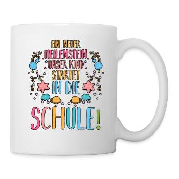 Eltern Schulkind Grundschule Erste Klasse Einschul - Tasse - Weiß - Rechts