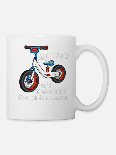 LAUFRAD mit Nase und Gesichtsbremse - Tasse - Weiß