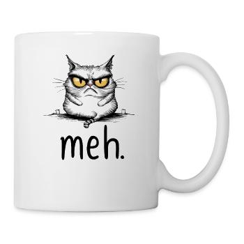 Sarcastic Cat with Meh Quote - Mug - white - Right