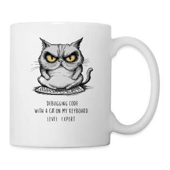 Debuggen von Code Katze Tastatur Experte Humor - Tasse - Weiß - Rechts
