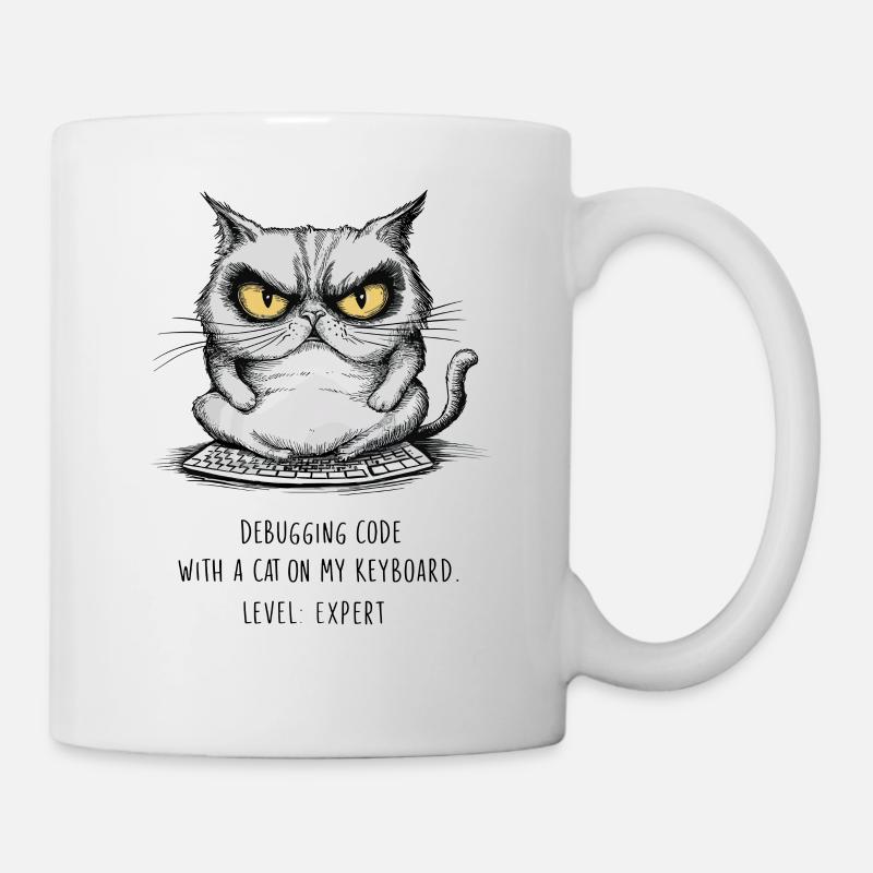 Debuggen von Code Katze Tastatur Experte Humor - Tasse - Weiß