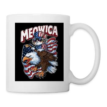 Chat patriotique chevauchant un pygargue à tête blanche Meowica 4 - Mug blanc - blanc - Droite