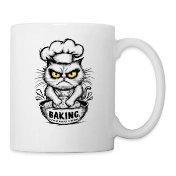 Lustige genervte Katze Bäcker Design - Tasse - Weiß - Rechts
