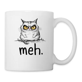 Funny Annoyed Cat With Attitude Meh Quote - Mug - white - Right