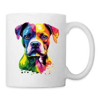 Deutscher Boxer Popart Regenbogen Bunter Boxer - Tasse - Weiß - Rechts