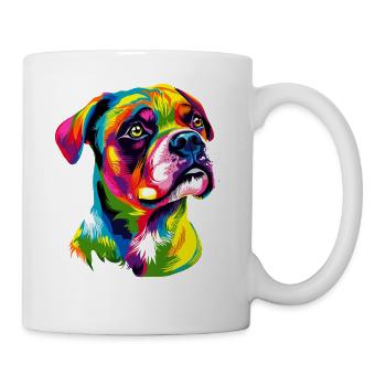 Deutscher Boxer Popart Regenbogen Bunter Boxer - Tasse - Weiß - Rechts