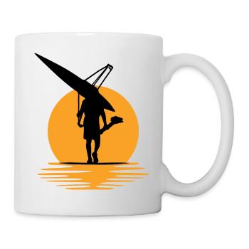 Sunset Rowing Silhouette: Tranquil Waters Art - Mug - white - Right