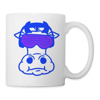 Fête, lait, vache, taureau, ferme, animal, visage, club de musique - Mug blanc - blanc - Droite