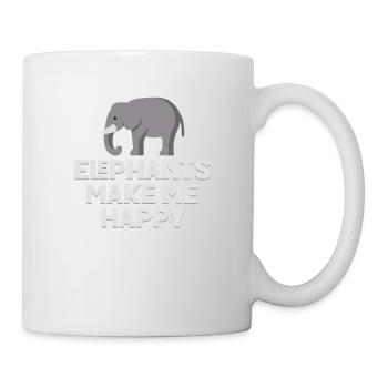 T-shirt éléphants Make Me Happy - Jeu de mots Animal Lover - Mug blanc - blanc - Droite