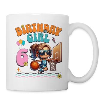 Basketball 6. Geburtstag Mädchen Basketballerin - Tasse - Weiß - Rechts