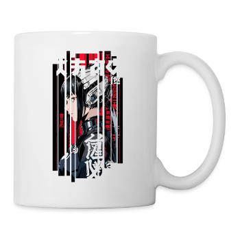 Rote geometrische Cyborg Ninja Frau - Tasse - Weiß - Rechts